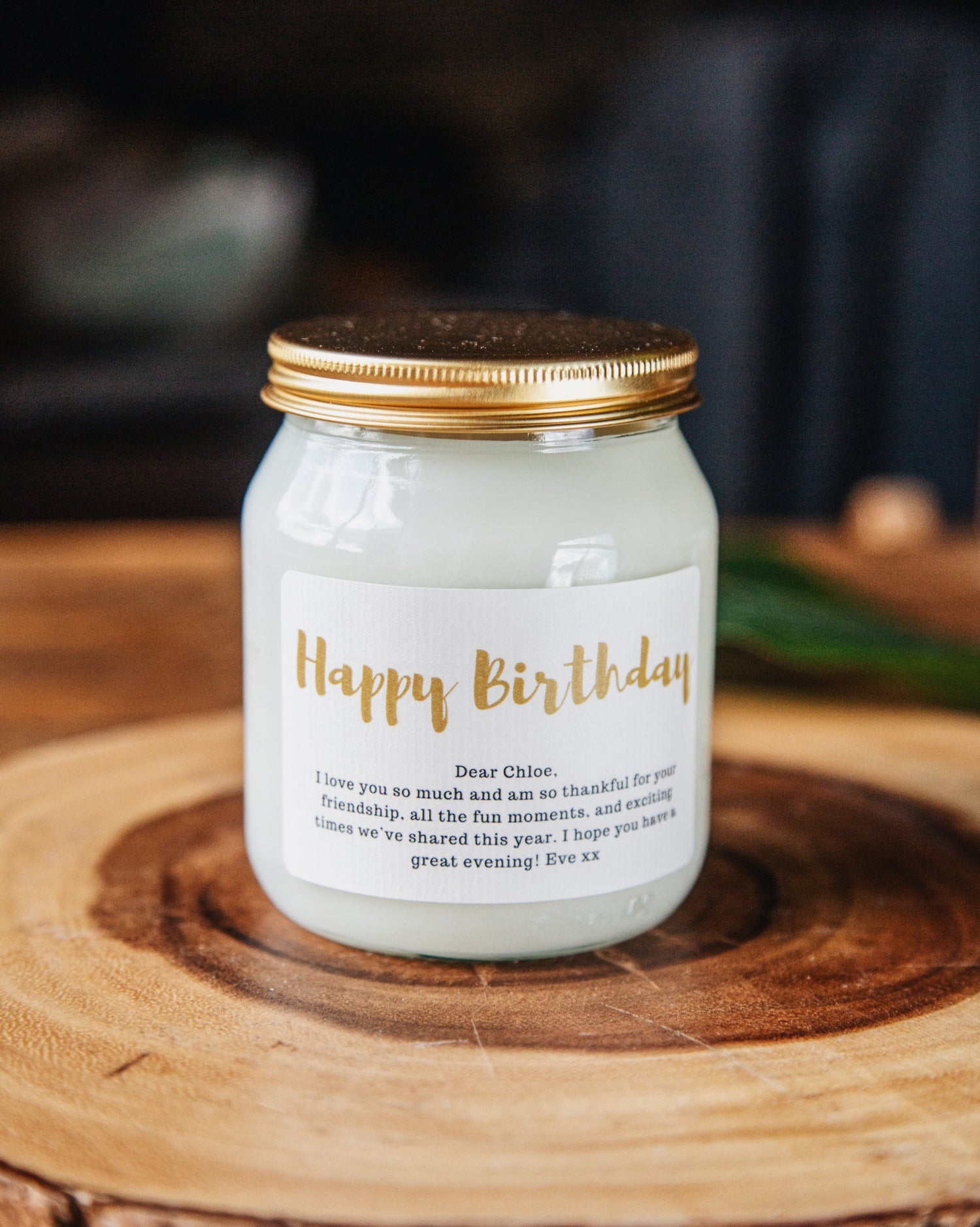 Candle with personalised message | Clear Jar Candle