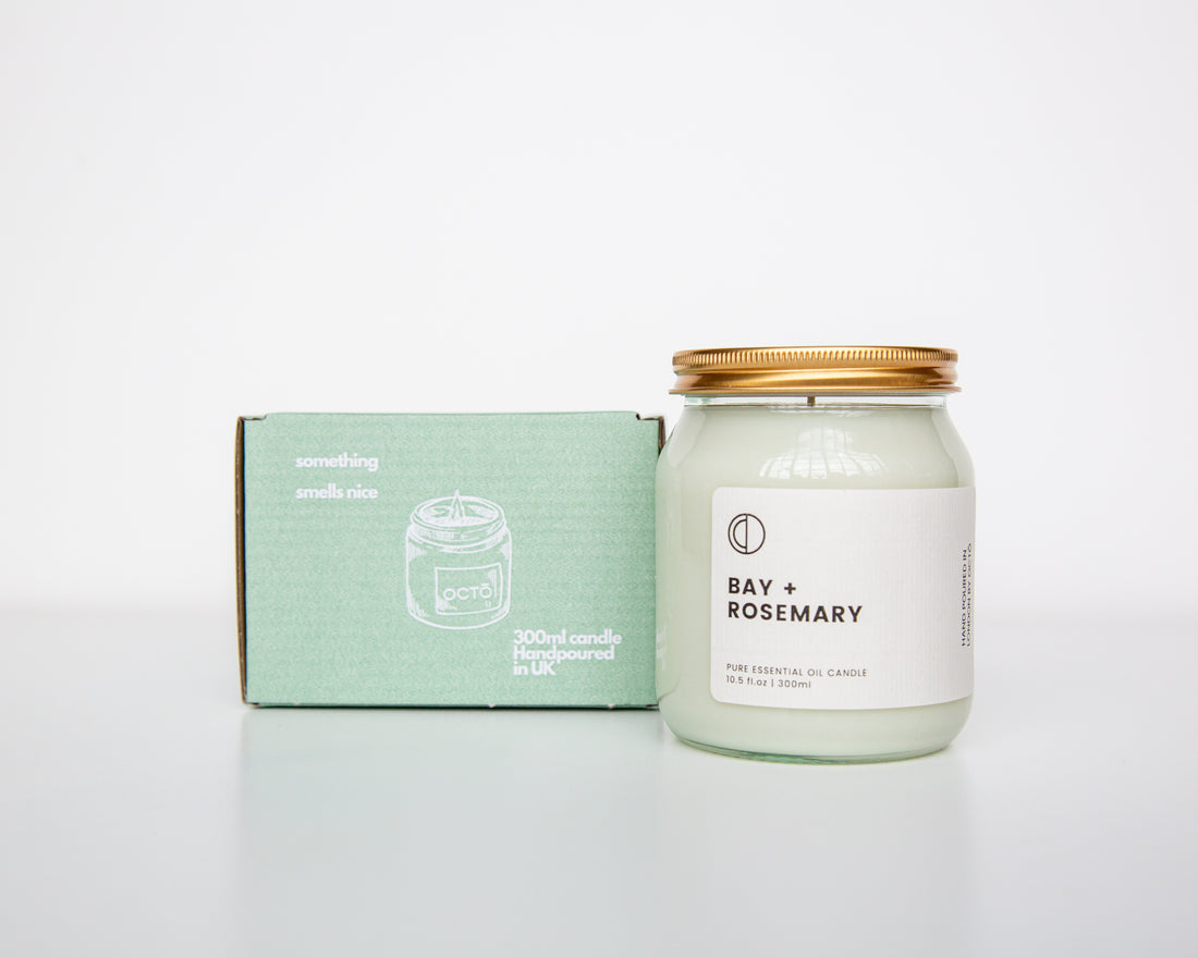Baie + Romarin | Bougie en pot transparent