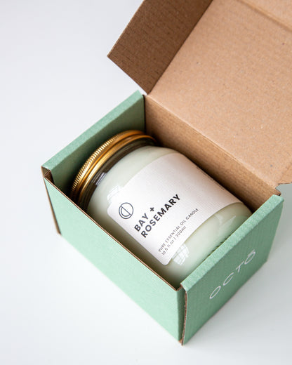 Baie + Romarin | Bougie en pot transparent