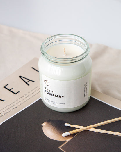 Baie + Romarin | Bougie en pot transparent