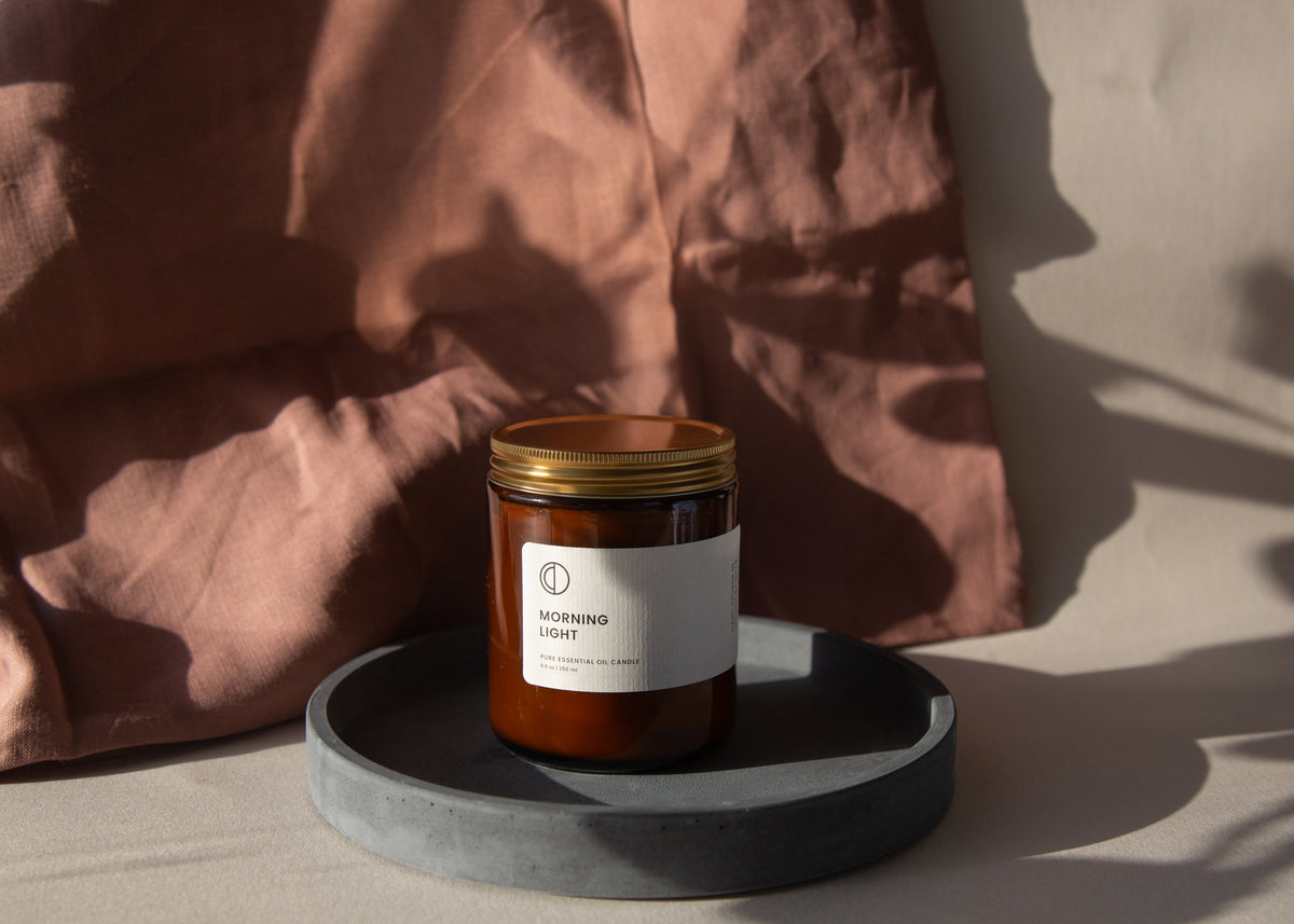 Lumière du matin (Néroli + Citron vert + Basilic) | Bougie en pot ambré